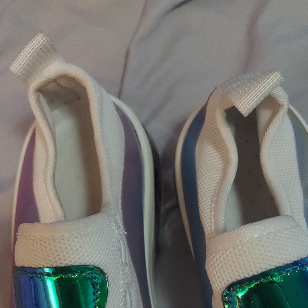 4/$12 Womens  Cream and Iridescent Slip-On Sneakers - Picture 8 of 11